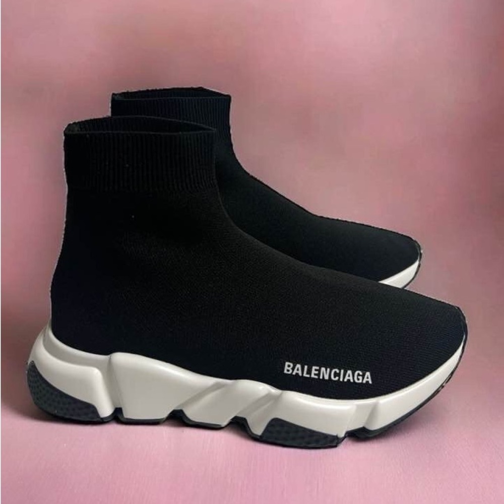 Balenciaga Speed Trainers Black White Sneaker Women Size 9 Runner Platform Orig. - Picture 2 of 10